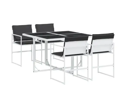 5-Daļīgs Dārza Mēbeļu Komplekts Ar Matračiem, Balts Tekstilēns Vidaxl