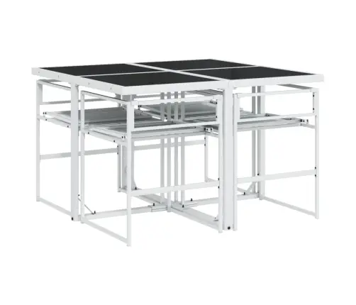 5-Daļīgs Dārza Mēbeļu Komplekts Ar Matračiem, Balts Tekstilēns Vidaxl