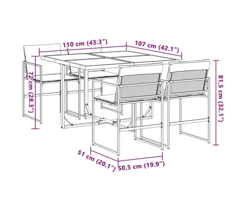 5-Daļīgs Dārza Mēbeļu Komplekts Ar Matračiem, Balts Tekstilēns Vidaxl