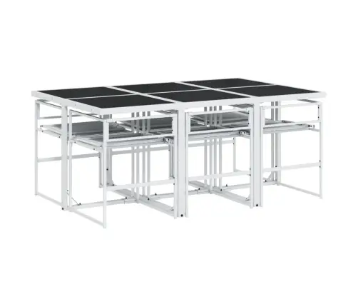 7-Osaline Aia Söögimööbli Komplekt Patjadega, Valge, Tekstileen