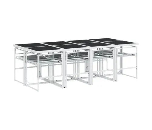 Sodo Komplektas Su Pagalvėlėmis, 9 Dalių, Baltas, Tekstilenas