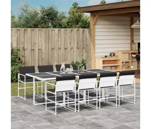 Sodo Komplektas Su Pagalvėlėmis, 9 Dalių, Baltas, Tekstilenas