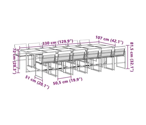 13-Daļīgs Dārza Mēbeļu Komplekts Ar Matračiem, Balts Tekstilēns Vidaxl