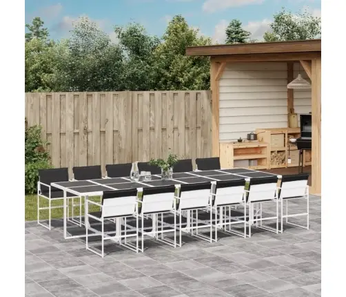 13-Daļīgs Dārza Mēbeļu Komplekts Ar Matračiem, Balts Tekstilēns Vidaxl