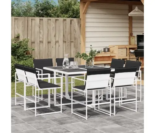 9-Daļīgs Dārza Mēbeļu Komplekts Ar Matračiem, Balts Tekstilēns Vidaxl 9-Daļīgs Dārza Mēbeļu Komplekts Ar Matračiem, Balts Tekstilēns Vidaxl