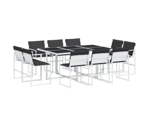 11-Daļīgs Dārza Mēbeļu Komplekts Ar Matračiem, Balts Tekstilēns Vidaxl