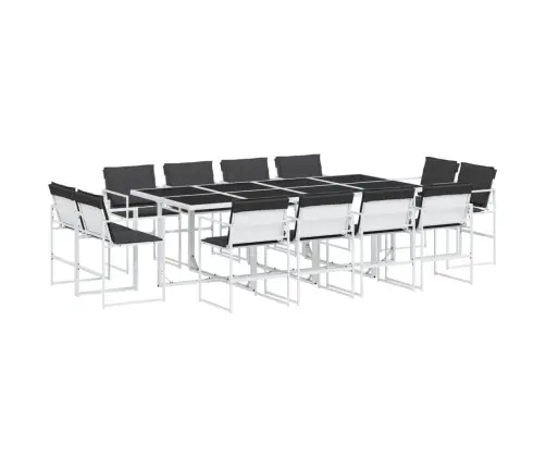 13-Osaline Aia Söögimööbli Komplekt Patjadega, Valge Tekstileen