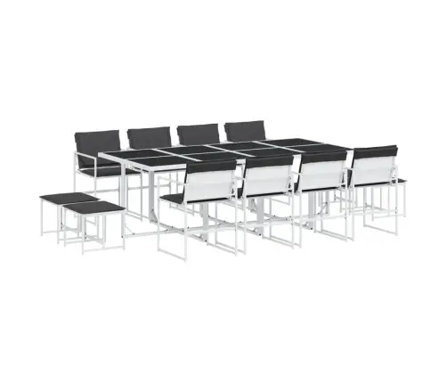 13-Daļīgs Dārza Mēbeļu Komplekts Ar Matračiem, Balts Tekstilēns Vidaxl