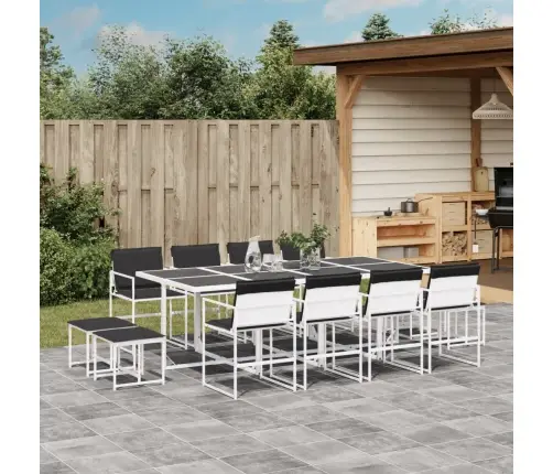 13-Daļīgs Dārza Mēbeļu Komplekts Ar Matračiem, Balts Tekstilēns Vidaxl