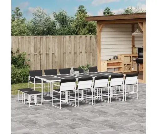 Sodo Komplektas Su Pagalvėlėmis, 15 Dalių, Baltas, Tekstilenas