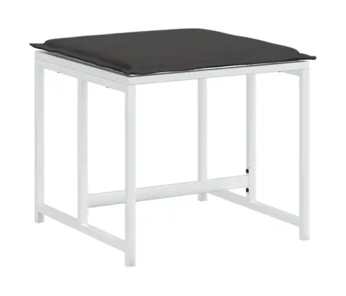 17-Osaline Aia Söögimööbli Komplekt Patjadega, Valge Tekstileen