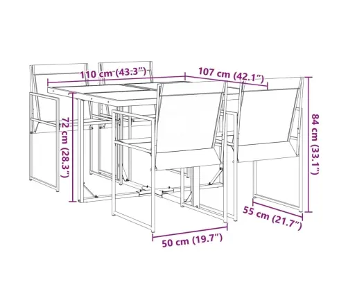 5-Daļīgs Dārza Mēbeļu Komplekts, Melns Tekstilēns Vidaxl