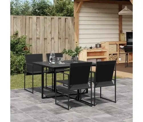 5-Daļīgs Dārza Mēbeļu Komplekts, Melns Tekstilēns Vidaxl