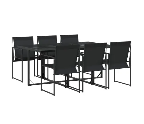 Sodo Valgomojo Komplektas, 7 Dalių, Juodas, Tekstilenas