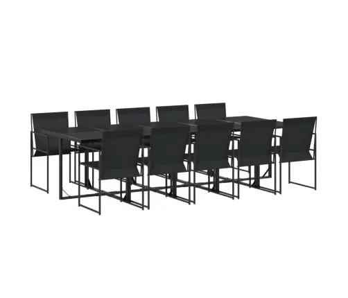 11-Daļīgs Dārza Mēbeļu Komplekts, Melns Tekstilēns Vidaxl