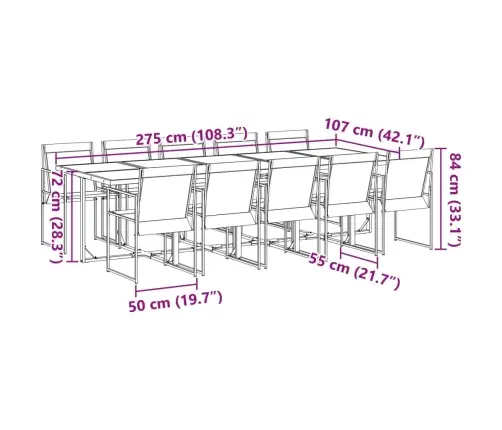 11-Daļīgs Dārza Mēbeļu Komplekts, Melns Tekstilēns Vidaxl