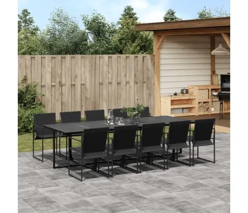 11-Daļīgs Dārza Mēbeļu Komplekts, Melns Tekstilēns Vidaxl