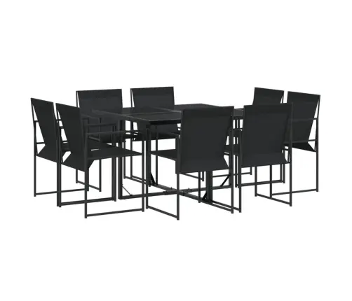 9-Osaline Aia Söögimööbli Komplekt, Must, Tekstileen