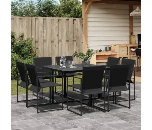 9-Osaline Aia Söögimööbli Komplekt, Must, Tekstileen