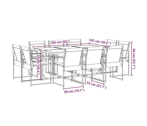 11-Osaline Aia Söögimööbli Komplekt, Must, Tekstileen