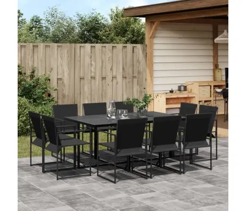 11-Osaline Aia Söögimööbli Komplekt, Must, Tekstileen