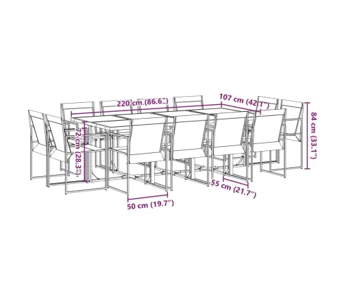 13-Osaline Aia Söögimööbli Komplekt, Must, Tekstileen