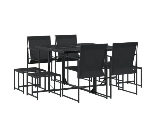 9-Daļīgs Dārza Mēbeļu Komplekts, Melns Tekstilēns Vidaxl