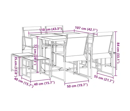 9-Daļīgs Dārza Mēbeļu Komplekts, Melns Tekstilēns Vidaxl