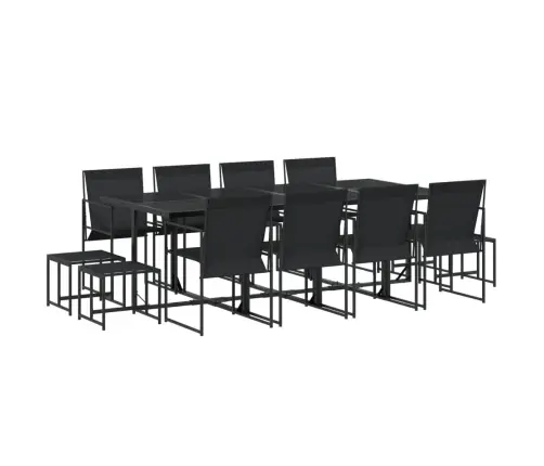 13-Daļīgs Dārza Mēbeļu Komplekts, Melns Tekstilēns Vidaxl