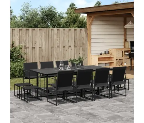 13-Daļīgs Dārza Mēbeļu Komplekts, Melns Tekstilēns Vidaxl