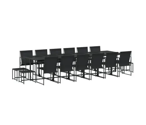 17-Daļīgs Dārza Mēbeļu Komplekts, Melns Tekstilēns Vidaxl