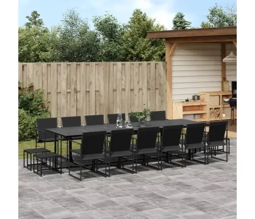 17-Daļīgs Dārza Mēbeļu Komplekts, Melns Tekstilēns Vidaxl