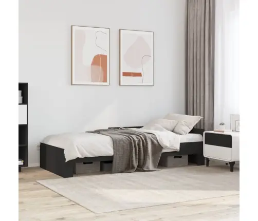 Gultas Rāmis, Melns, 75X190 Cm, Inženierijas Koks Vidaxl