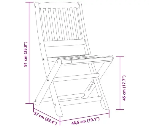 5-Daļīgs Dārza Mēbeļu Komplekts, Saliekams, Akācijas Masīvkoks Vidaxl