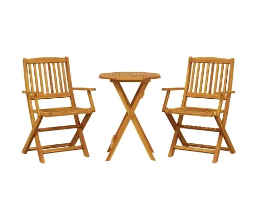3-Daļīgs Bistro Mēbeļu Komplekts, Saliekams, Akācijas Masīvkoks Vidaxl