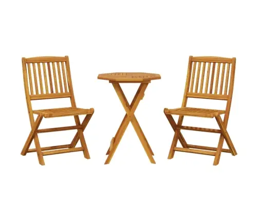 3-Daļīgs Bistro Mēbeļu Komplekts, Saliekams, Akācijas Masīvkoks Vidaxl