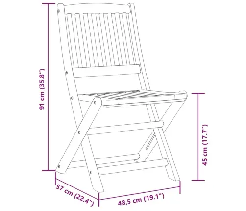 3-Daļīgs Bistro Mēbeļu Komplekts, Saliekams, Akācijas Masīvkoks Vidaxl