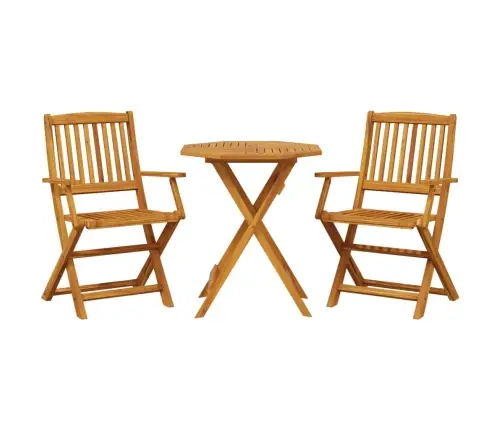 3-Daļīgs Bistro Mēbeļu Komplekts, Saliekams, Akācijas Masīvkoks Vidaxl