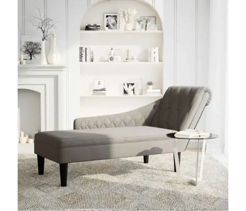 Poilsio Gultas Su Pagalve Ir Porankiu Dešinėje, Taupe, Audinys