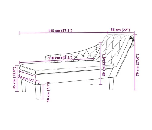 Poilsio Gultas Su Pagalve Ir Porankiu Dešinėje, Taupe, Audinys