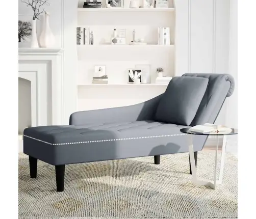 Poilsio Gultas Su Pagalve/Porankiu Dešinėje, Pilka, Aksomas