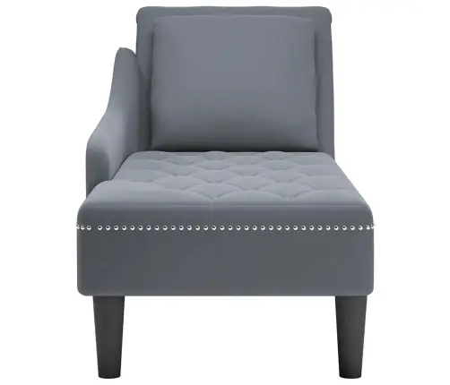 Poilsio Gultas Su Pagalve/Porankiu Dešinėje, Pilka, Aksomas