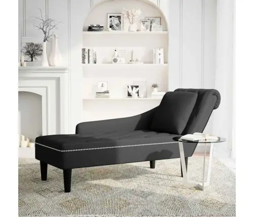 Kanapee Padja Ja Parema Käetoega Must Samet