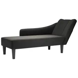 Chaise Lounge Ar Labo Roku Balstu Melnu Audumu Vidaxl