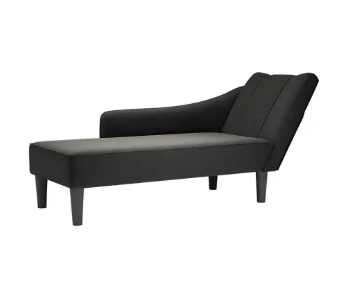 Chaise Lounge Ar Labo Roku Balstu Melnu Audumu Vidaxl