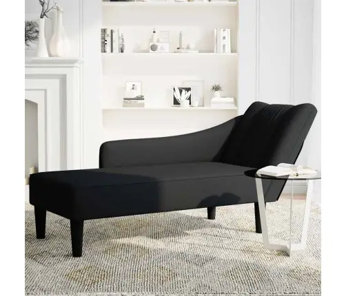 Chaise Lounge Ar Labo Roku Balstu Melnu Audumu Vidaxl