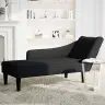 Chaise Lounge Ar Labo Roku Balstu Melnu Audumu Vidaxl