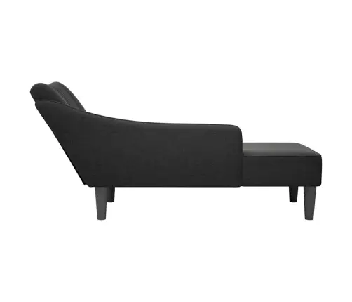 Chaise Lounge Ar Labo Roku Balstu Melnu Audumu Vidaxl