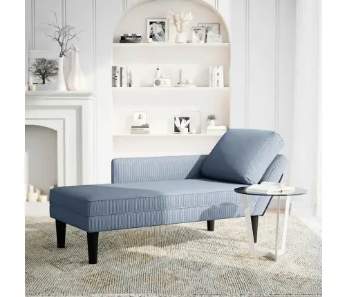 Chaise Lounge Su Pagalvės Mėlynu Velveto Audiniu