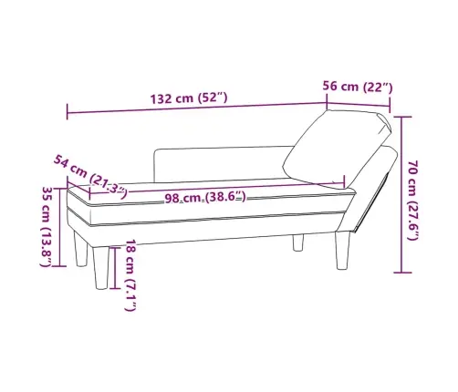 Chaise Lounge Su Pagalvės Mėlynu Velveto Audiniu